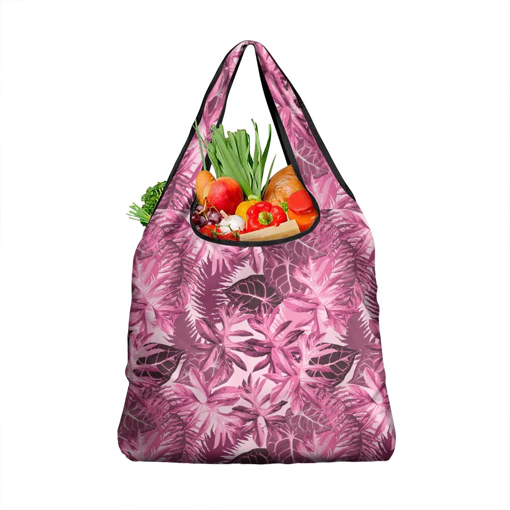 Hawaii Pink Tropical Leaves Grocery Bag LT01 1-pack One Size Pink - Polynesian Pride