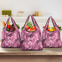 Hawaii Pink Tropical Leaves Grocery Bag LT01 3-pack One Size Pink - Polynesian Pride