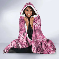 Hawaii Pink Tropical Leaves Hooded Blanket - Polynesian Pride