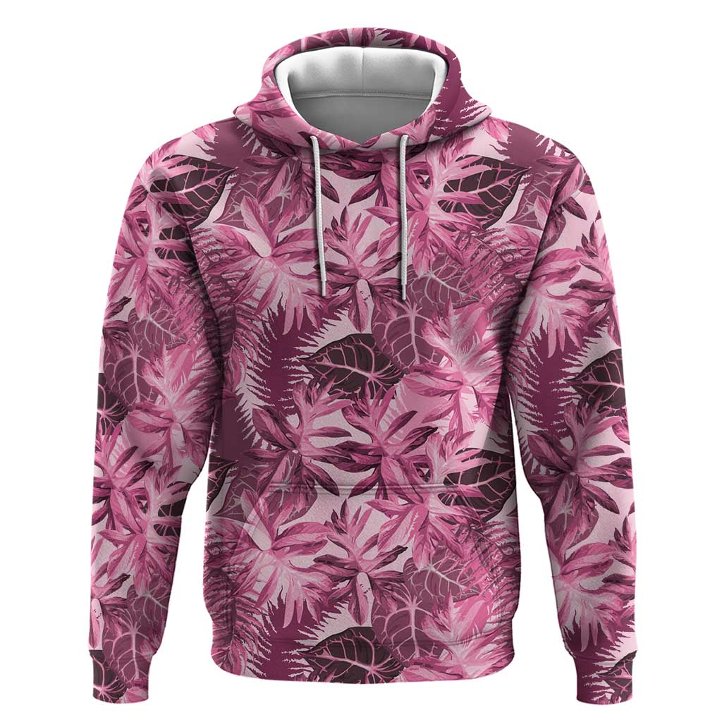 Hawaii Pink Tropical Leaves Hoodie - Polynesian Pride