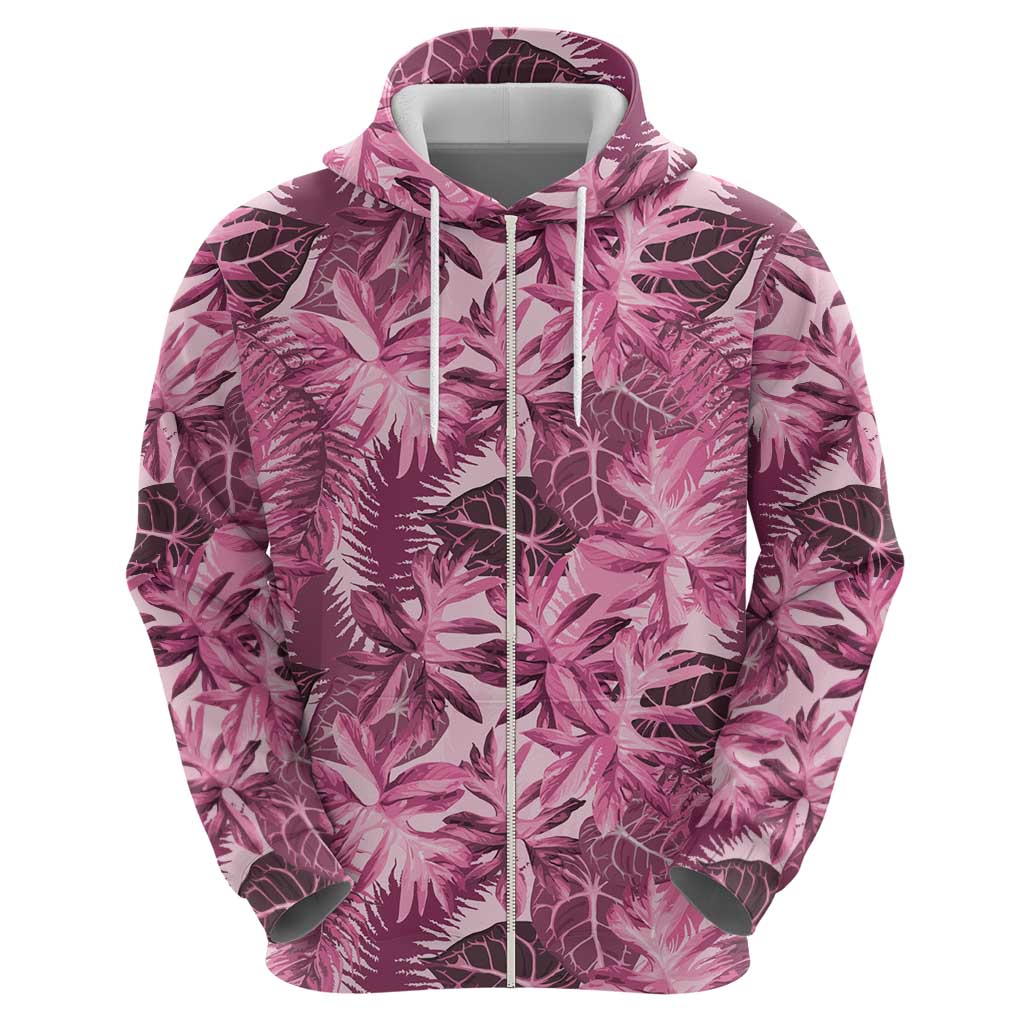 Hawaii Pink Tropical Leaves Hoodie - Polynesian Pride
