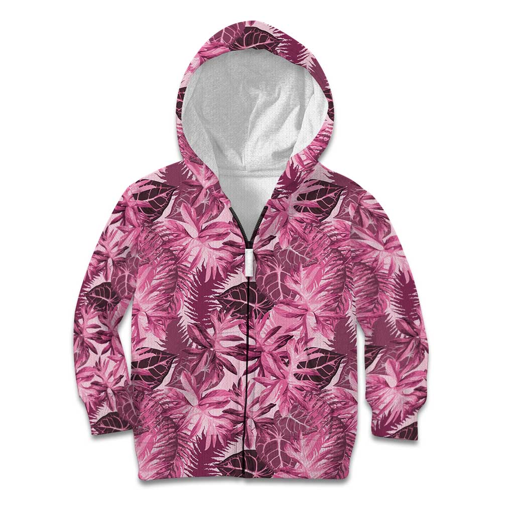 Hawaii Pink Tropical Leaves Kid Hoodie - Polynesian Pride