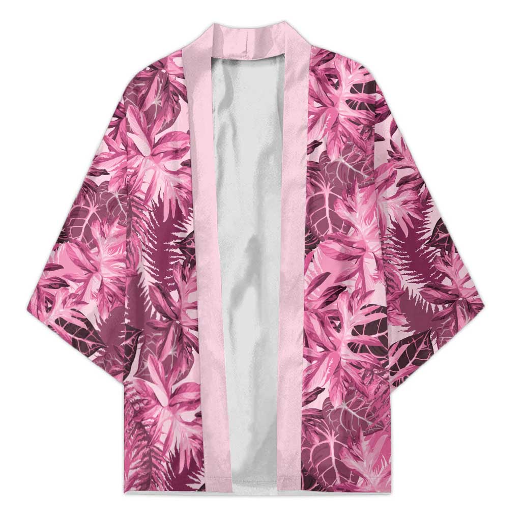 Hawaii Pink Tropical Leaves Kimono - Polynesian Pride