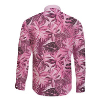 Hawaii Pink Tropical Leaves Long Sleeve Button Shirt LT01 - Polynesian Pride