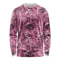 Hawaii Pink Tropical Leaves Long Sleeve Shirt LT01 Unisex Pink - Polynesian Pride