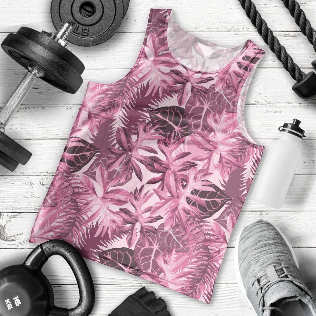 Hawaii Pink Tropical Leaves Men Tank Top LT01 - Polynesian Pride