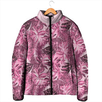 Hawaii Pink Tropical Leaves Padded Jacket - Polynesian Pride