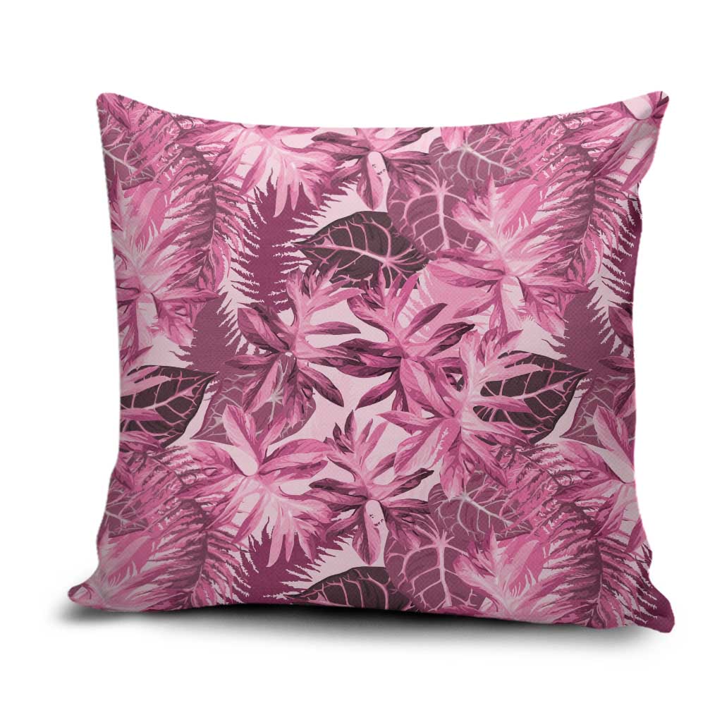 Hawaii Pink Tropical Leaves Pillow Cover - Polynesian Pride