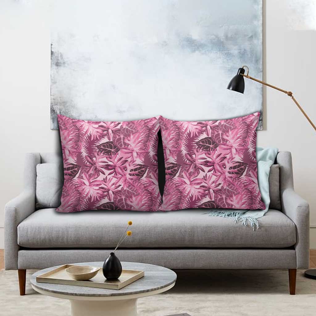 Hawaii Pink Tropical Leaves Pillow Cover - Polynesian Pride