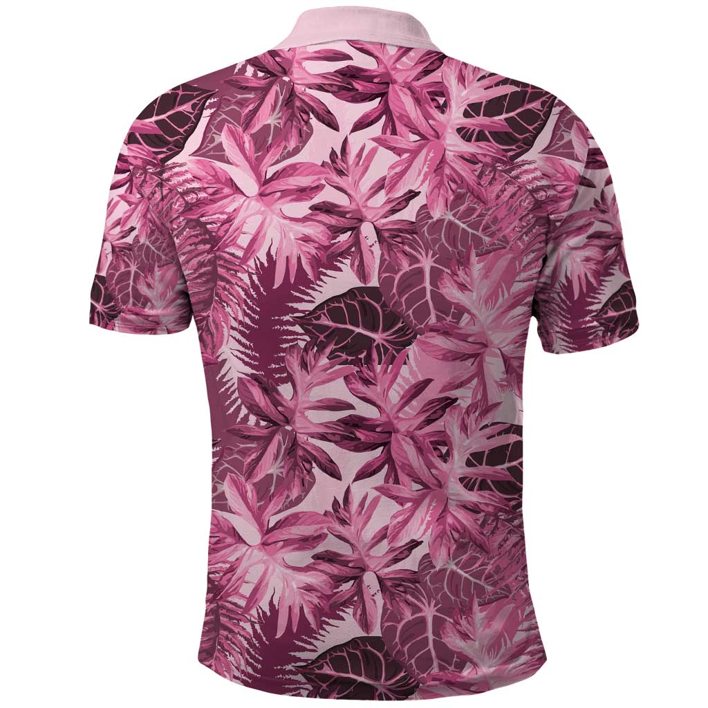 Hawaii Pink Tropical Leaves Polo Shirt - Polynesian Pride