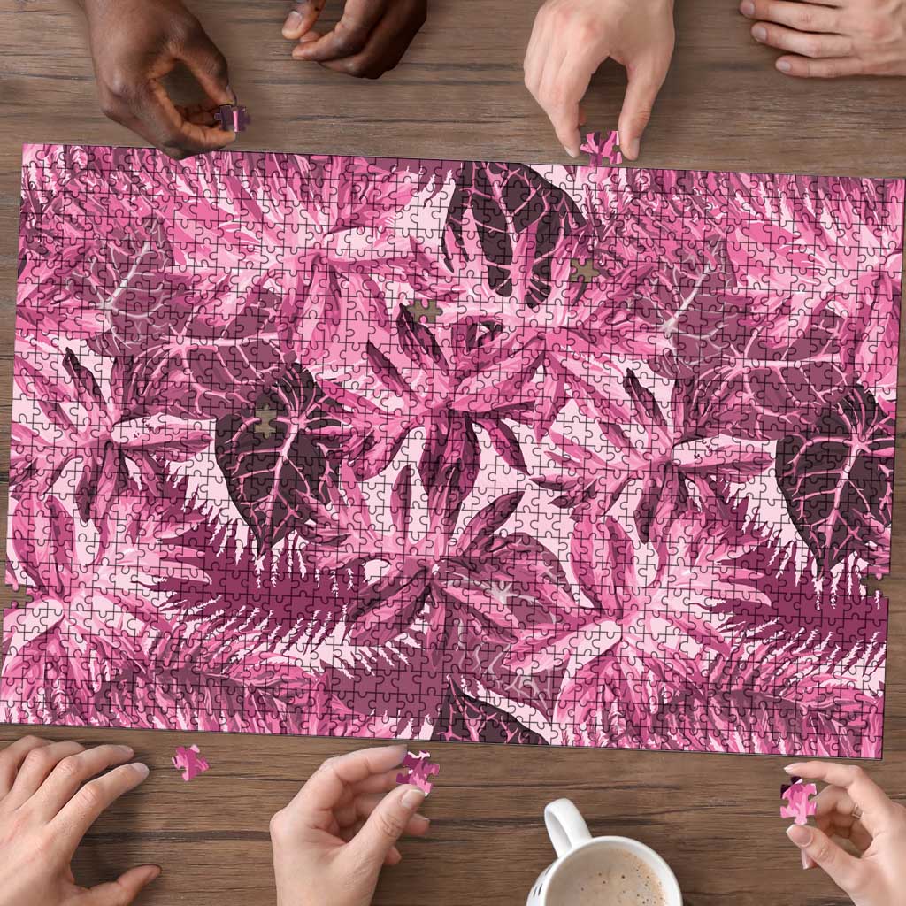 Hawaii Pink Tropical Leaves Puzzle - Polynesian Pride