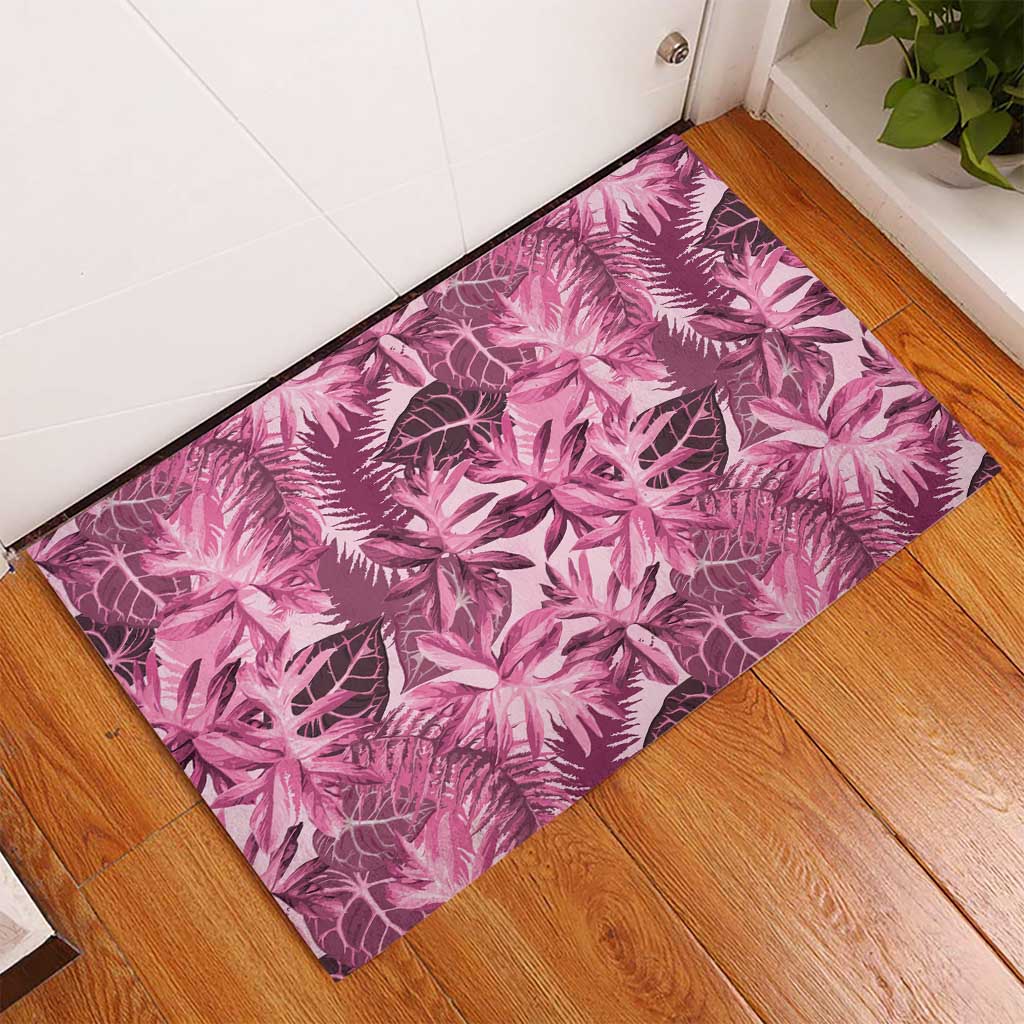 Hawaii Pink Tropical Leaves Rubber Doormat LT01 - Polynesian Pride