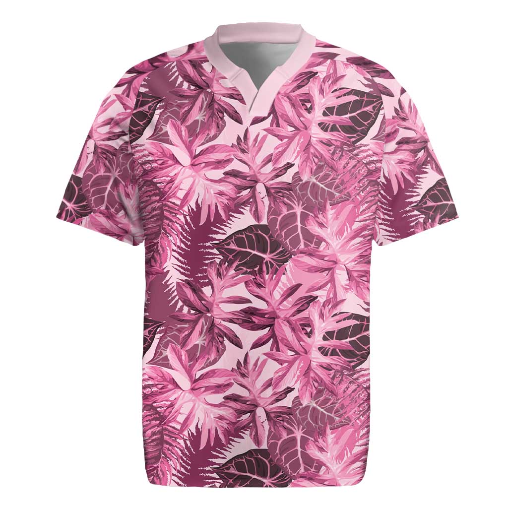 Hawaii Pink Tropical Leaves Rugby Jersey LT01 Pink - Polynesian Pride