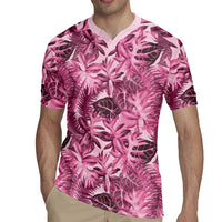 Hawaii Pink Tropical Leaves Rugby Jersey LT01 - Polynesian Pride