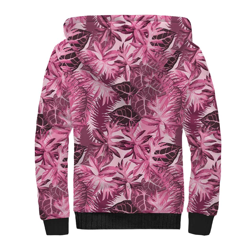 Hawaii Pink Tropical Leaves Sherpa Hoodie LT01 - Polynesian Pride