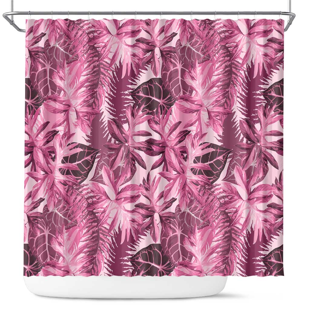 Hawaii Pink Tropical Leaves Shower Curtain - Polynesian Pride