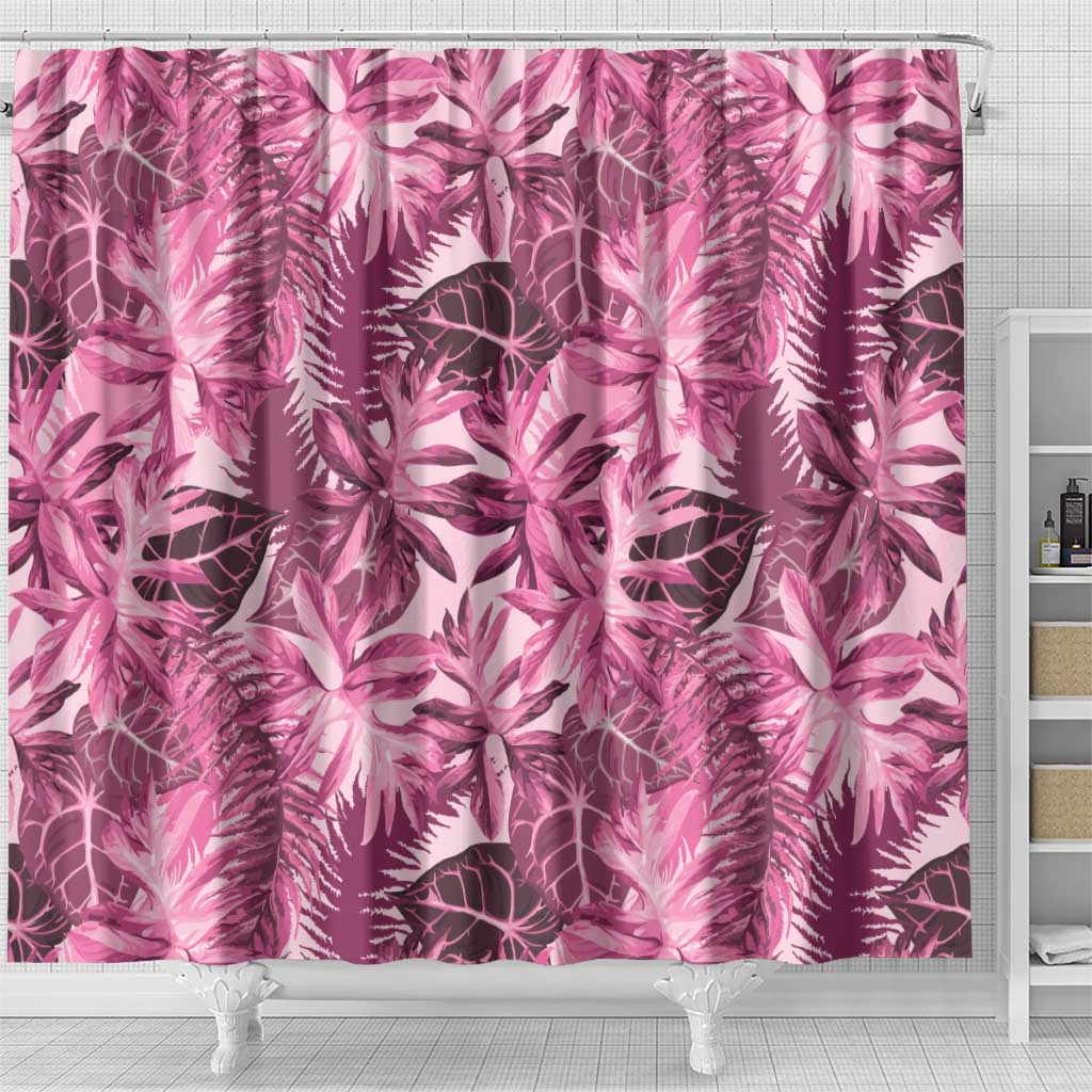 Hawaii Pink Tropical Leaves Shower Curtain - Polynesian Pride