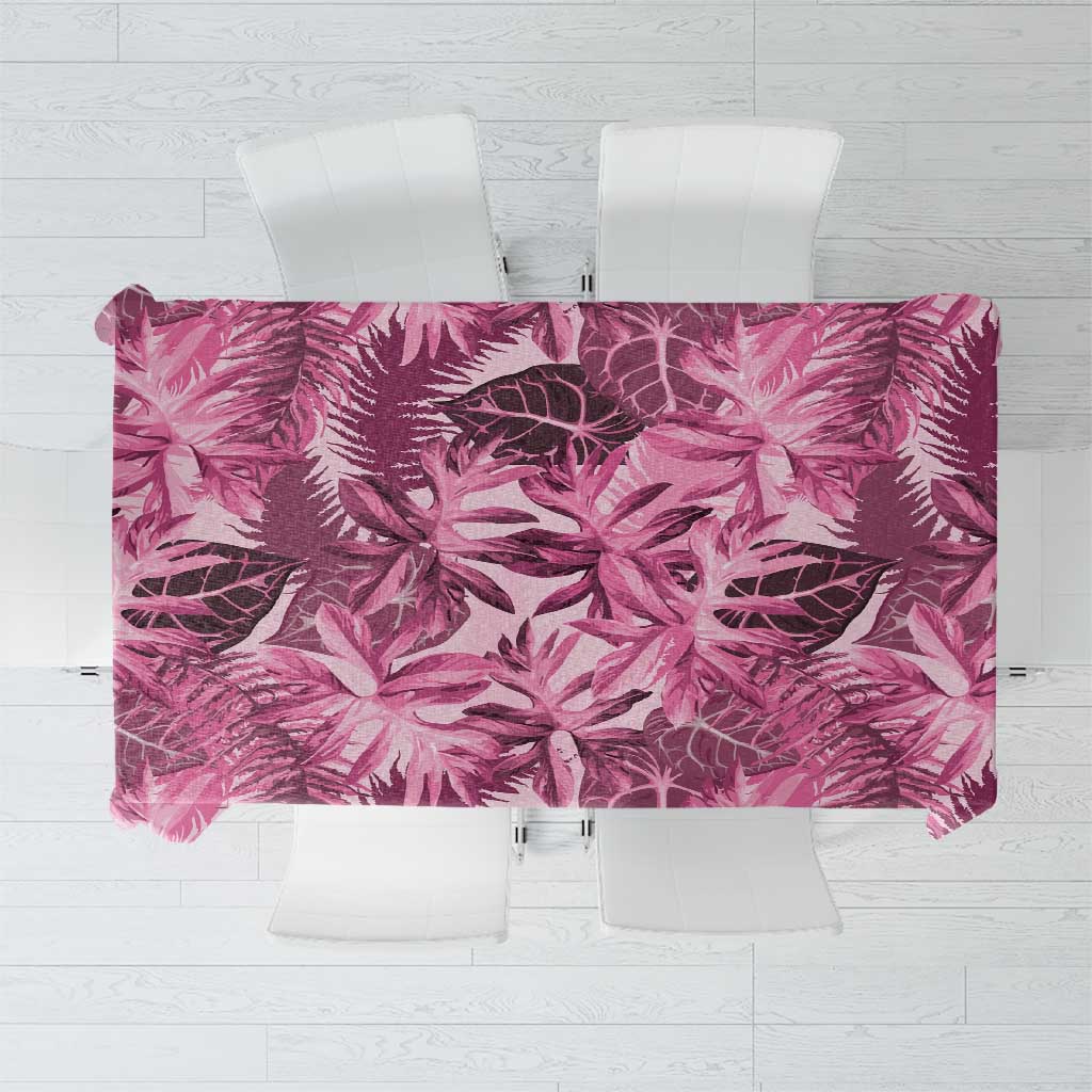 Hawaii Pink Tropical Leaves Tablecloth LT01 Pink - Polynesian Pride