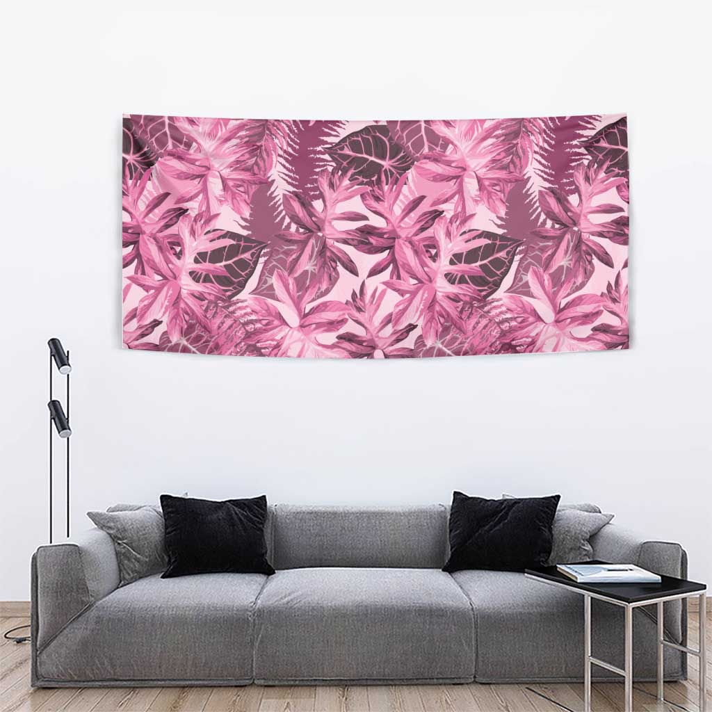 Hawaii Pink Tropical Leaves Tapestry - Polynesian Pride