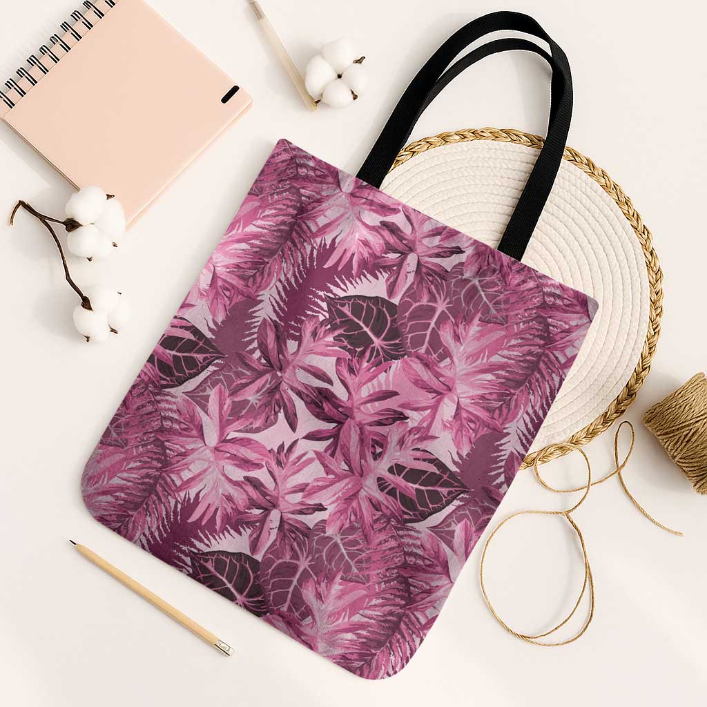 Hawaii Pink Tropical Leaves Tote Bag - Polynesian Pride