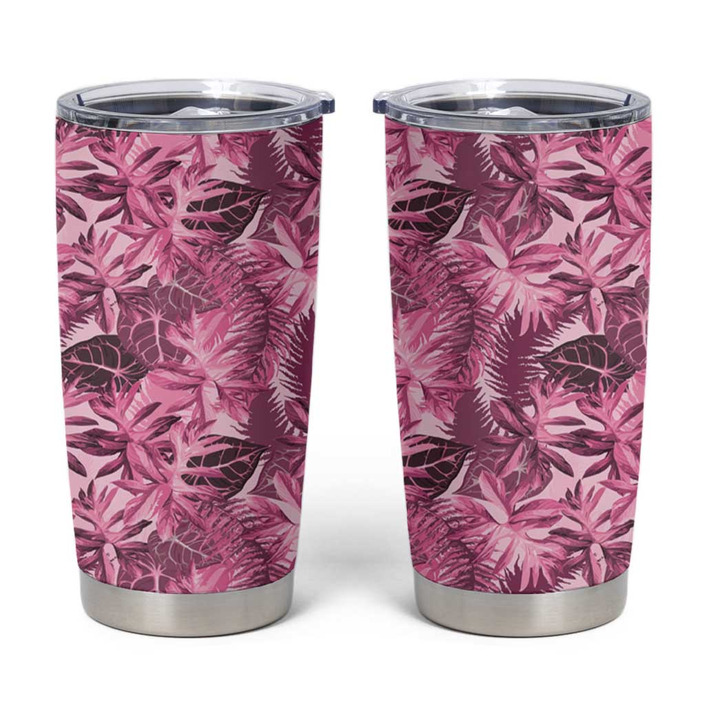 Hawaii Pink Tropical Leaves Tumbler Cup - Polynesian Pride
