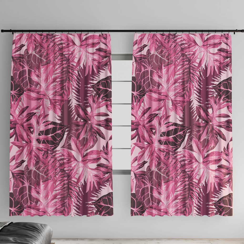 Hawaii Pink Tropical Leaves Window Curtain - Polynesian Pride