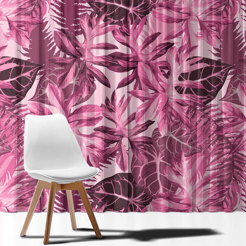 Hawaii Pink Tropical Leaves Window Curtain - Polynesian Pride