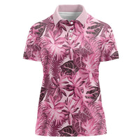 Hawaii Pink Tropical Leaves Women Polo Shirt - Polynesian Pride