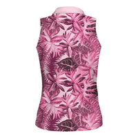 Hawaii Pink Tropical Leaves Women Sleeveless Polo Shirt LT01 - Polynesian Pride