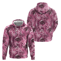 Hawaii Pink Tropical Leaves Zip Hoodie - Polynesian Pride