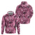 Hawaii Pink Tropical Leaves Zip Hoodie - Polynesian Pride
