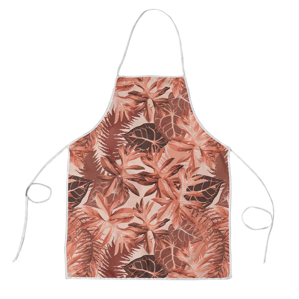 Hawaii Red Brown Tropical Leaves Apron - Polynesian Pride