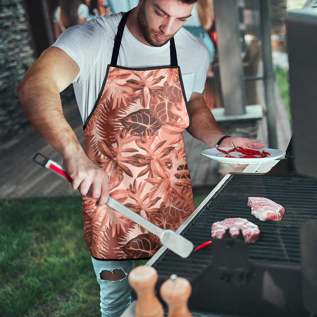 Hawaii Red Brown Tropical Leaves Apron - Polynesian Pride
