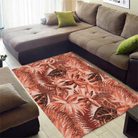 Hawaii Red Brown Tropical Leaves Area Rug - Polynesian Pride