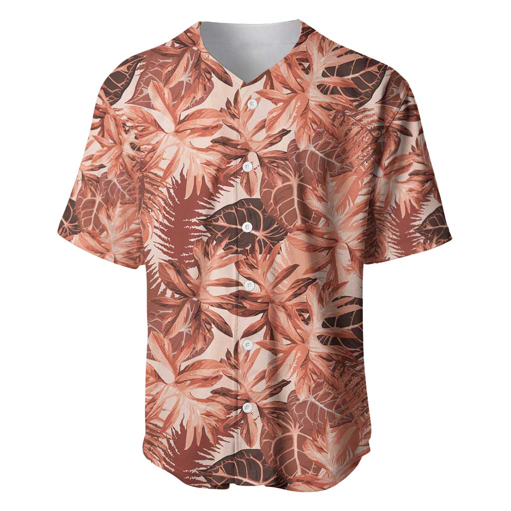 Hawaii Red Brown Tropical Leaves Baseball Jersey - Polynesian Pride