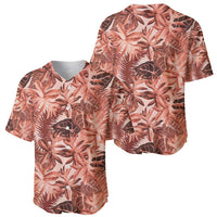 Hawaii Red Brown Tropical Leaves Baseball Jersey - Polynesian Pride