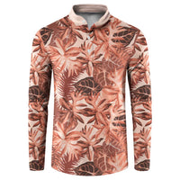 Hawaii Red Brown Tropical Leaves Button Sweatshirt LT01 Brown - Polynesian Pride