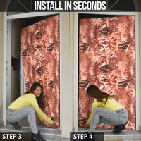 Hawaii Red Brown Tropical Leaves Door Cover - Polynesian Pride