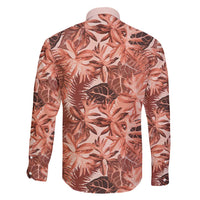 Hawaii Red Brown Tropical Leaves Family Matching Long Sleeve Bodycon Dress and Hawaiian Shirt - Polynesian Pride