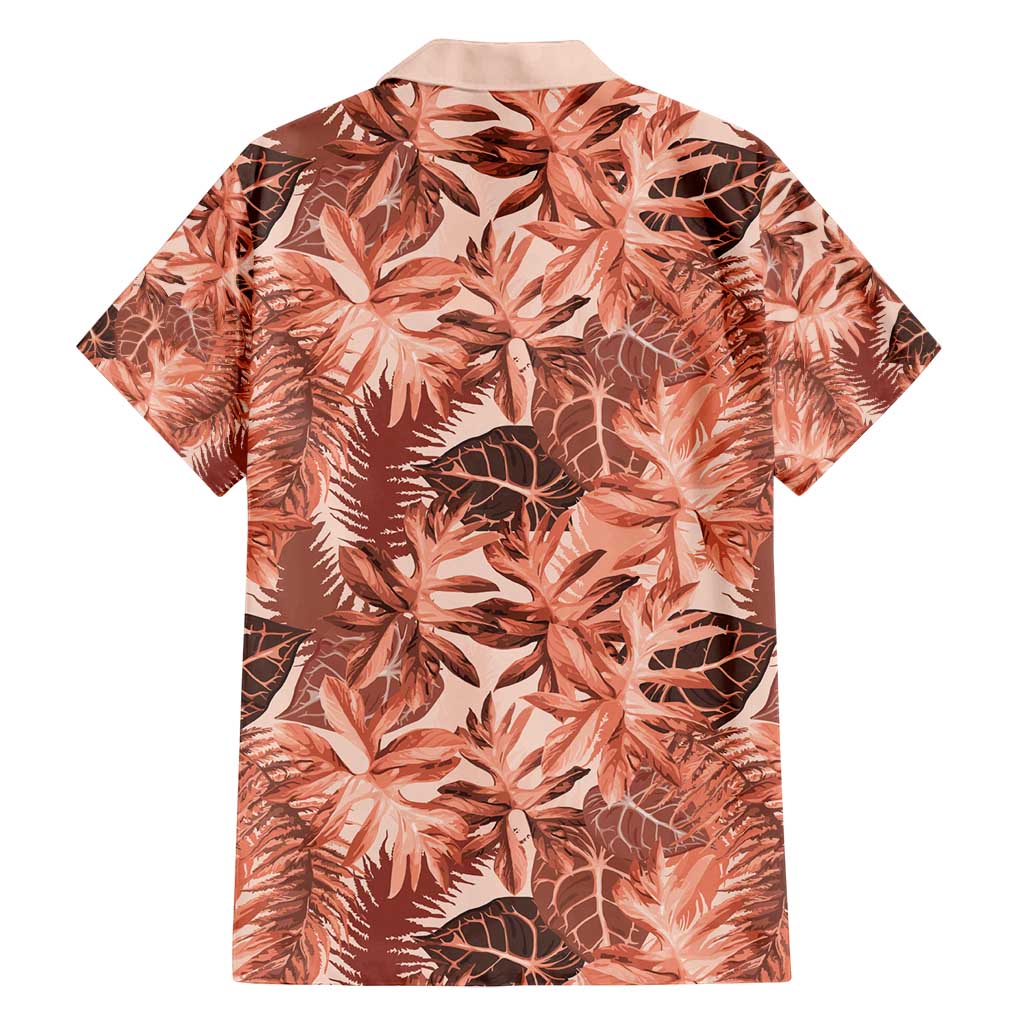 Hawaii Red Brown Tropical Leaves Family Matching Tank Maxi Dress and Hawaiian Shirt - Polynesian Pride