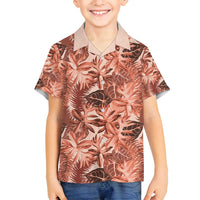 Hawaii Red Brown Tropical Leaves Family Matching Tank Maxi Dress and Hawaiian Shirt - Polynesian Pride