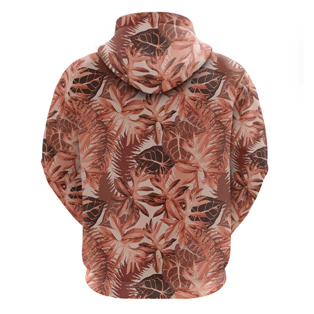 Hawaii Red Brown Tropical Leaves Hoodie - Polynesian Pride