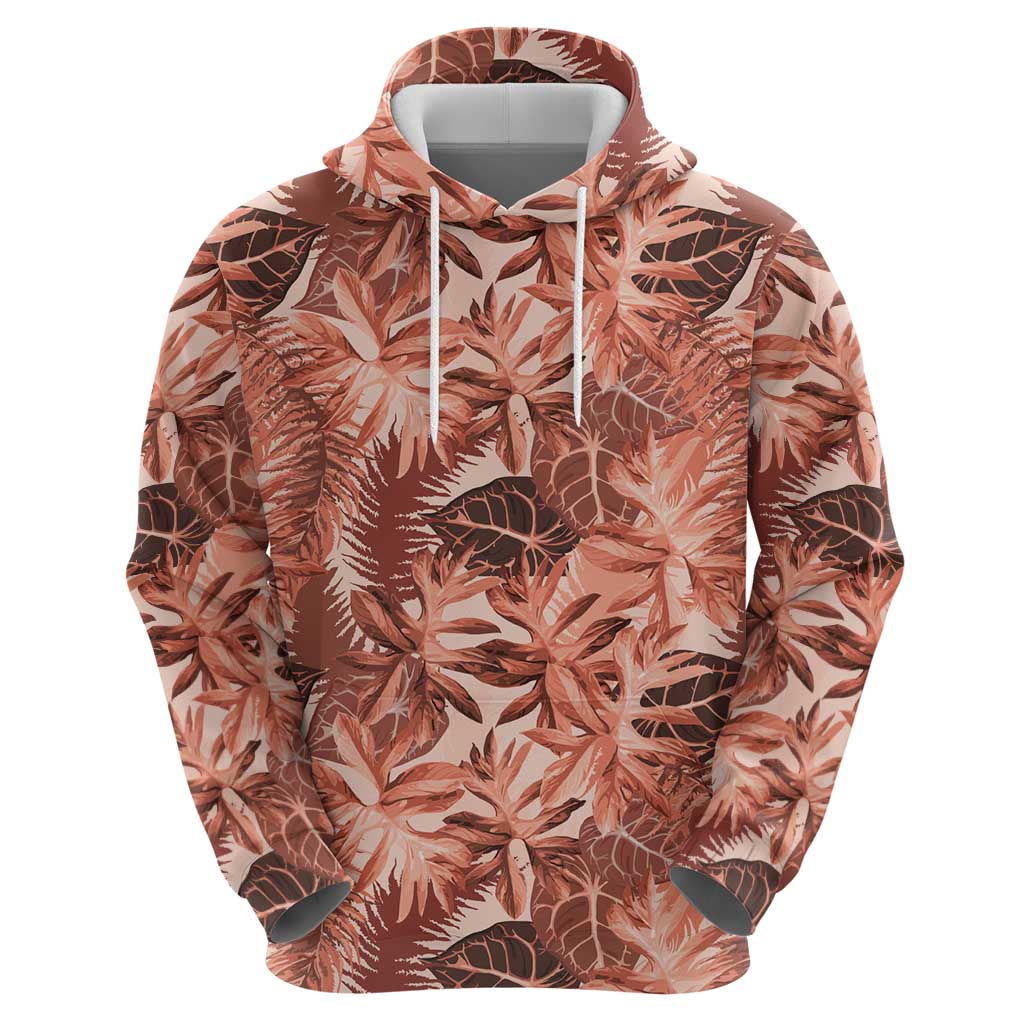 Hawaii Red Brown Tropical Leaves Hoodie - Polynesian Pride