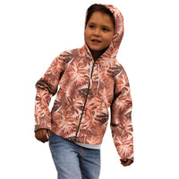 Hawaii Red Brown Tropical Leaves Kid Hoodie - Polynesian Pride