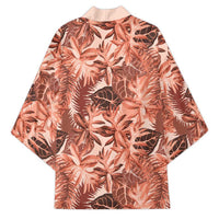 Hawaii Red Brown Tropical Leaves Kimono - Polynesian Pride