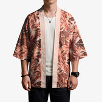 Hawaii Red Brown Tropical Leaves Kimono - Polynesian Pride