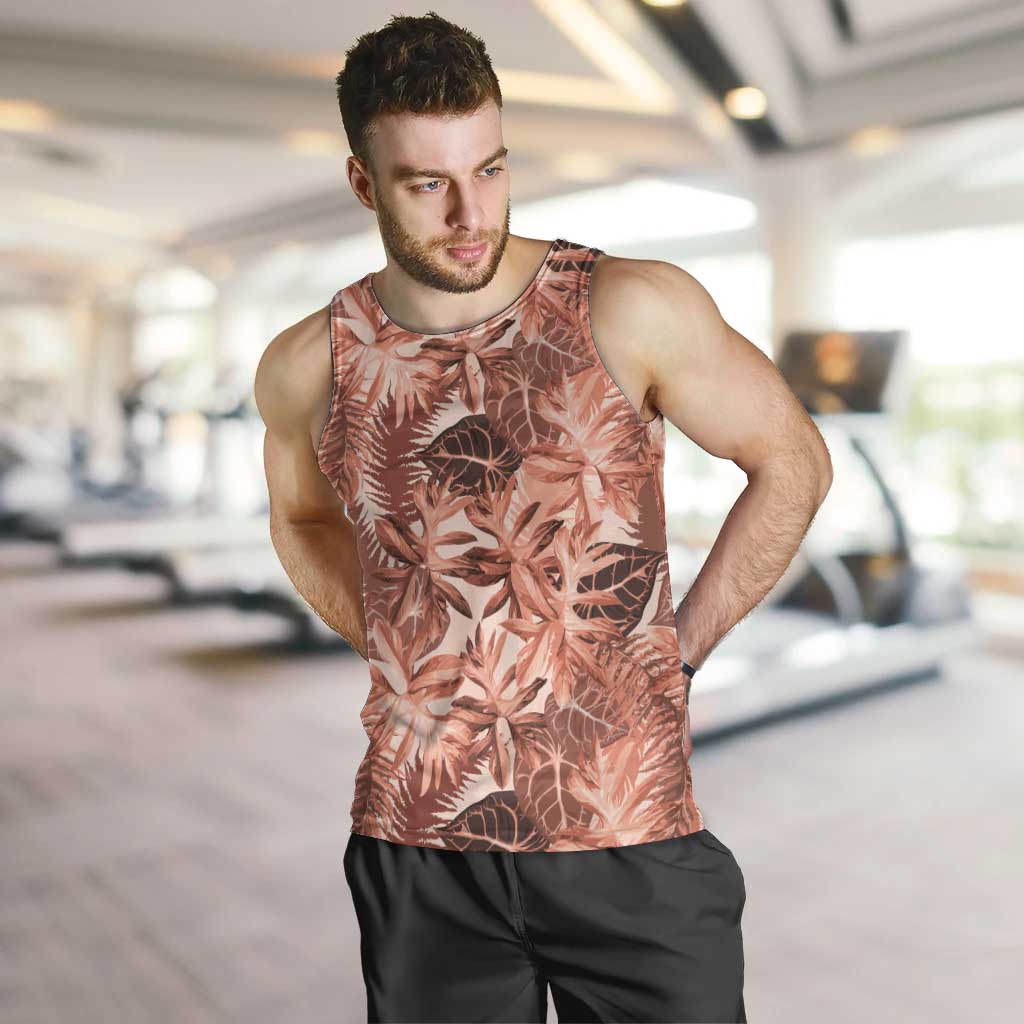 Hawaii Red Brown Tropical Leaves Men Tank Top LT01 Brown - Polynesian Pride
