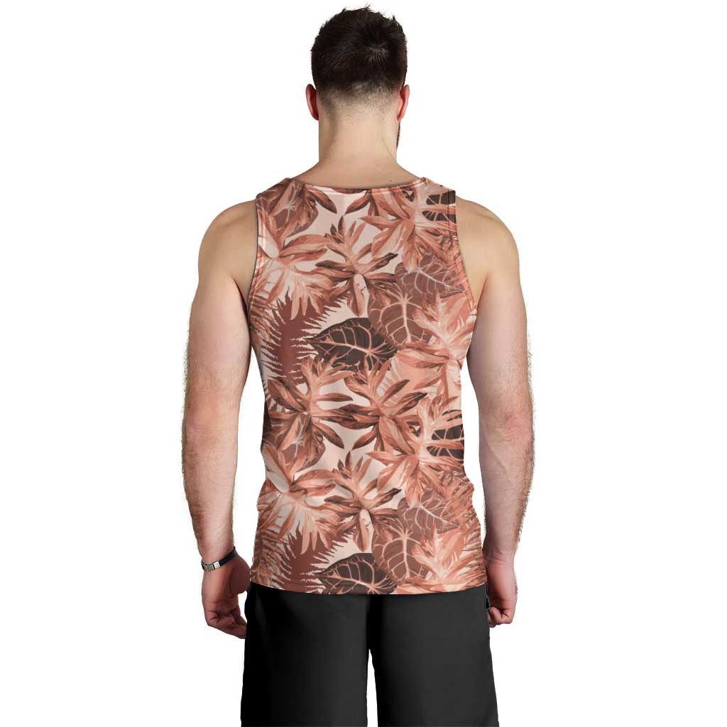Hawaii Red Brown Tropical Leaves Men Tank Top LT01 - Polynesian Pride