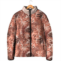 Hawaii Red Brown Tropical Leaves Padded Jacket - Polynesian Pride
