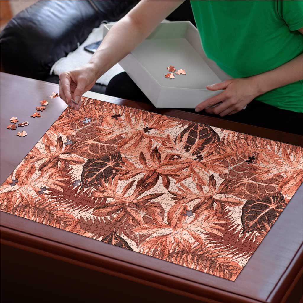 Hawaii Red Brown Tropical Leaves Puzzle - Polynesian Pride